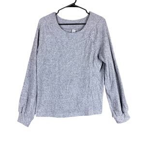 Tropik Womens Sweater Charcoal Ribbed Boat Neck Long Sleeve Knit Stretch Large